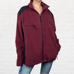 ⭐️ Turfer Athletic maroon & black long sleeve zip up gorpcore jacket pockets L